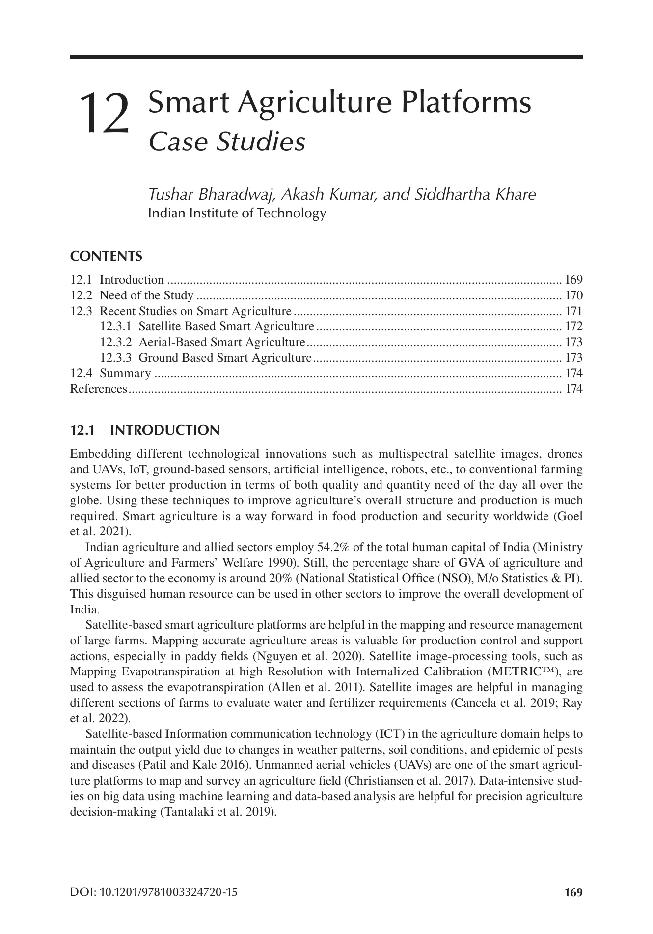 Chapter start page for the smart agriculture platforms book chapter
